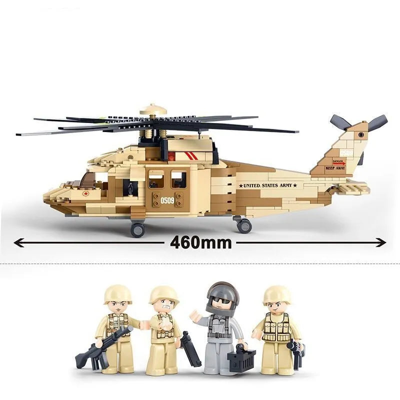 Sluban Building Block Set: WW2 Army Transport Helicopter, Model SB0509