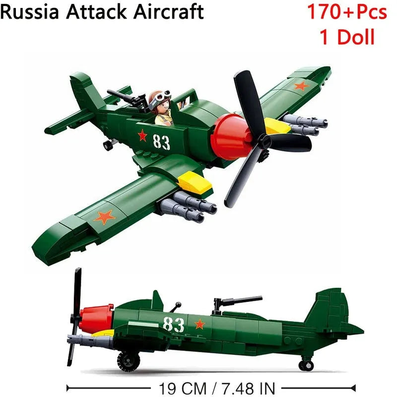 Sluban Building Block Set: WW2 Il2 Fighter Aircraft, Model SB0683