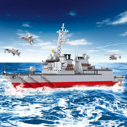 Sluban Building Block Set: WW2 NAVY Destroyer Warship Cruiser, Model SB0390