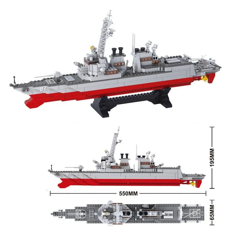 Sluban Building Block Set: WW2 NAVY Destroyer Warship Cruiser, Model SB0390