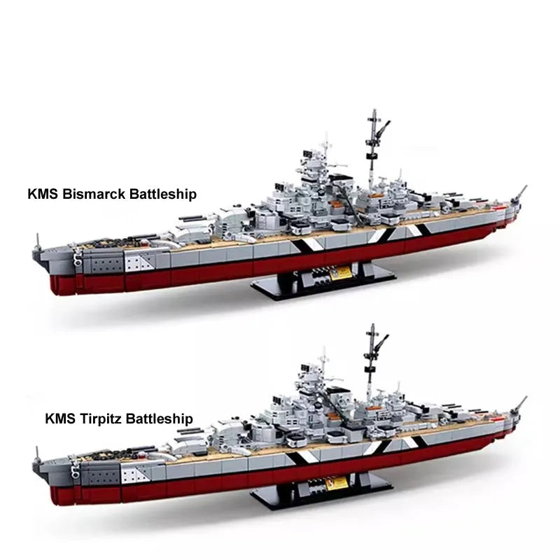 Sluban Building Block Set: WW2 Navy KMS Bismarck Battleship, Model SB1102