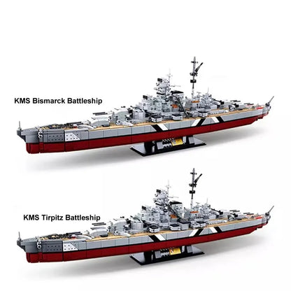 Sluban Building Block Set: WW2 Navy KMS Bismarck Battleship, Model SB1102