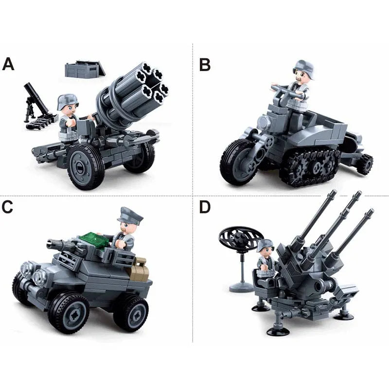 Sluban Building Block Set: WW2 North Africa Battle Anti Aircraft Gun, Model SB0681