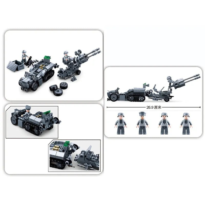 Sluban Building Block Set: WW2 North Africa Battle Anti Aircraft Gun, Model SB0681