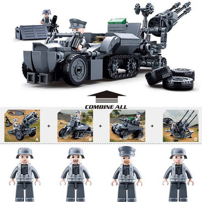Sluban Building Block Set: WW2 North Africa Battle Anti Aircraft Gun, Model SB0681