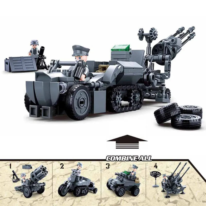 Sluban Building Block Set: WW2 North Africa Battle Anti Aircraft Gun, Model SB0681
