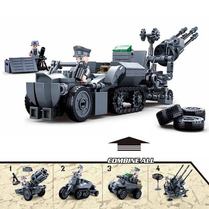 Sluban Building Block Set: WW2 North Africa Battle Anti Aircraft Gun, Model SB0681
