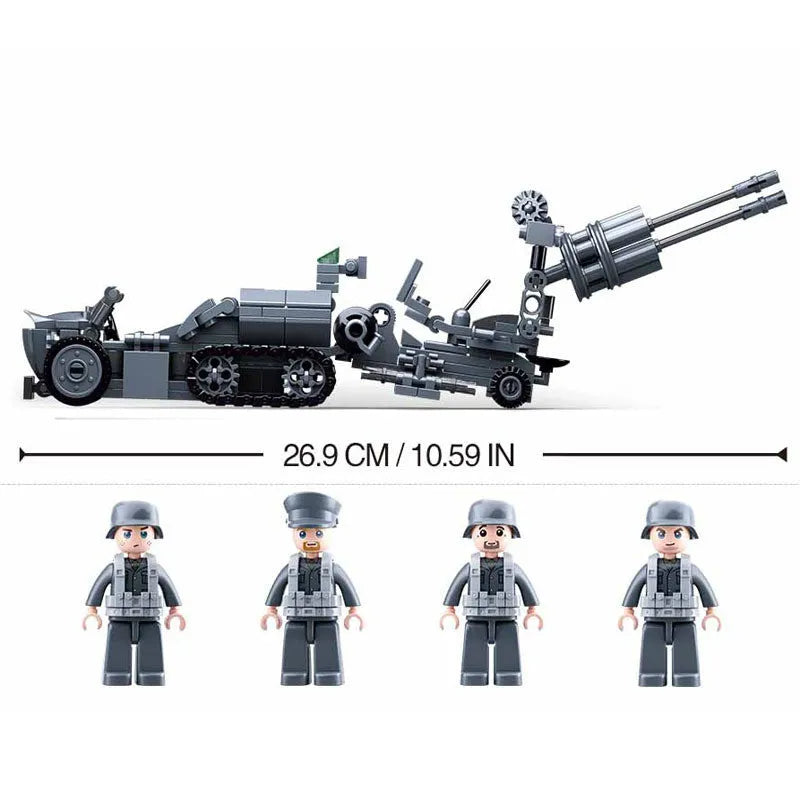 Sluban Building Block Set: WW2 North Africa Battle Anti Aircraft Gun, Model SB0681