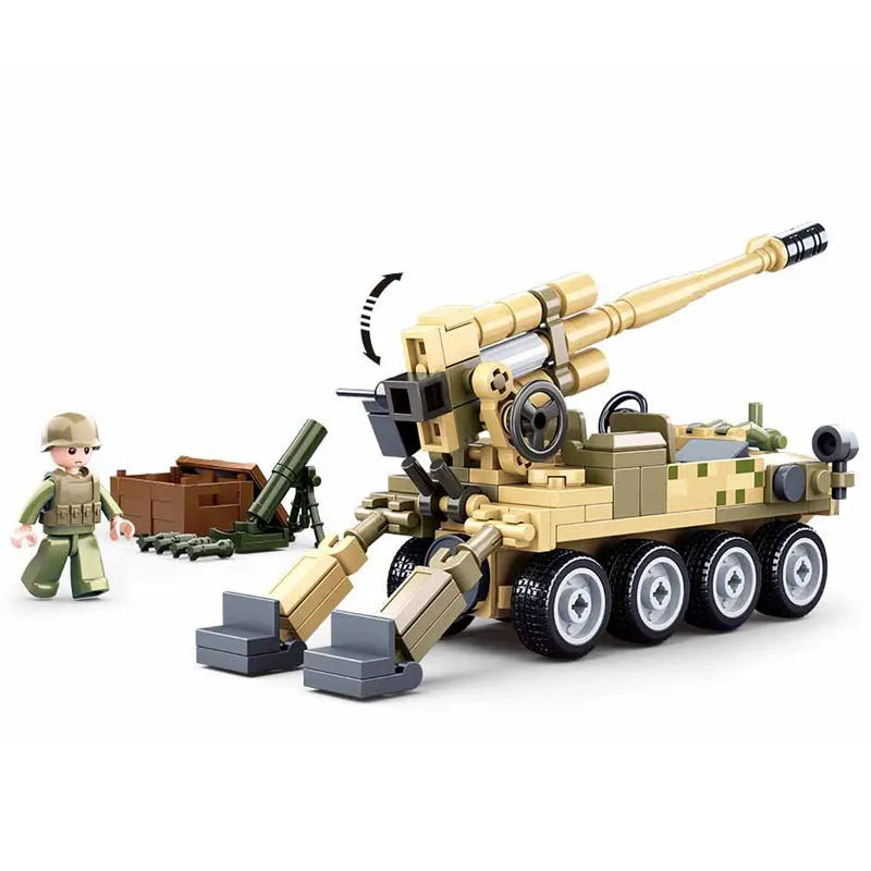 Sluban Building Block Set: WW2 Self-Propelled 120MM Artillery, Model SB0751
