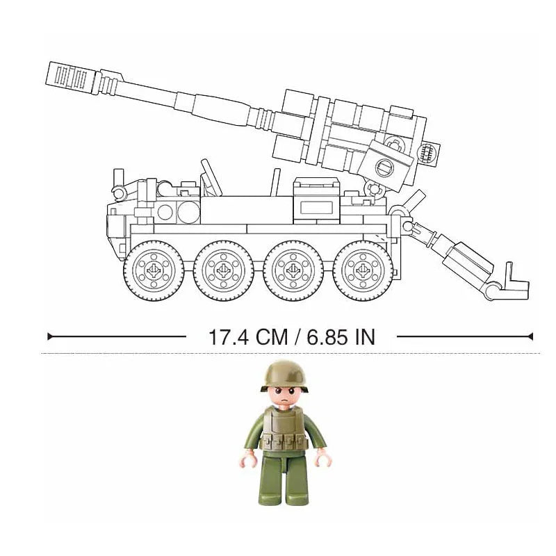 Sluban Building Block Set: WW2 Self-Propelled 120MM Artillery, Model SB0751