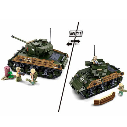 Sluban Building Block Set: WW2 Sherman M4A3 Medium Tank, Model SB1110