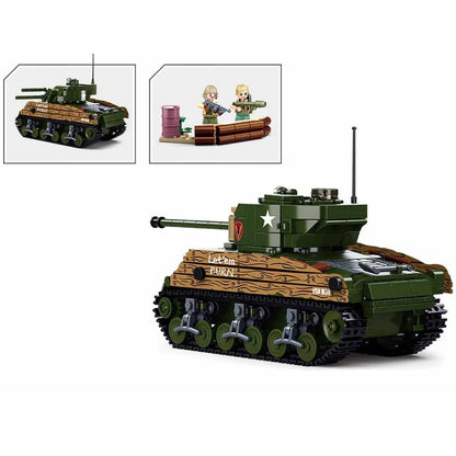 Sluban Building Block Set: WW2 Sherman M4A3 Medium Tank, Model SB1110