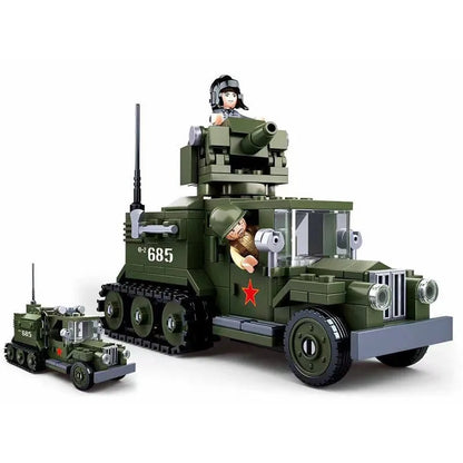 Sluban Building Block Set: WW2 Soviet GAZ Half Track Car Truck, Model SB0685