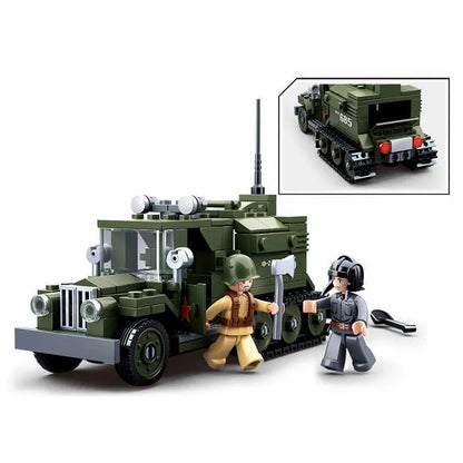 Sluban Building Block Set: WW2 Soviet GAZ Half Track Car Truck, Model SB0685