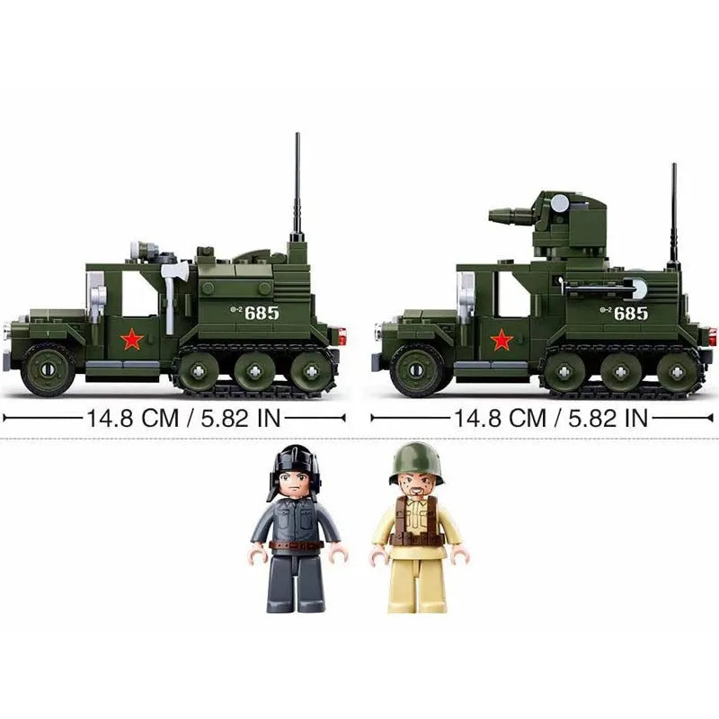Sluban Building Block Set: WW2 Soviet GAZ Half Track Car Truck, Model SB0685