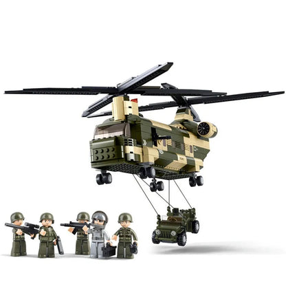 Sluban Building Block Set: WW2 Transport Army Helicopter, Model SB0508