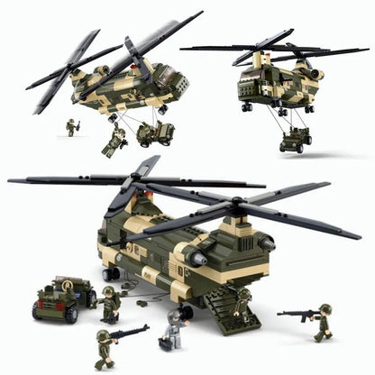 Sluban Building Block Set: WW2 Transport Army Helicopter, Model SB0508