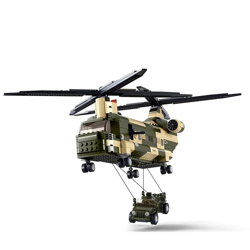 Sluban Building Block Set: WW2 Transport Army Helicopter, Model SB0508