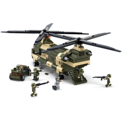 Sluban Building Block Set: WW2 Transport Army Helicopter, Model SB0508