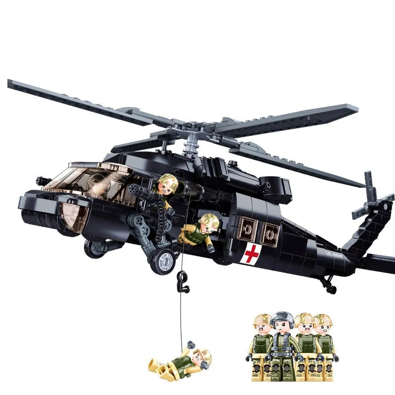 Sluban Building Block Set: WW2 UH-60 Attack Helicopter, Model SB1012