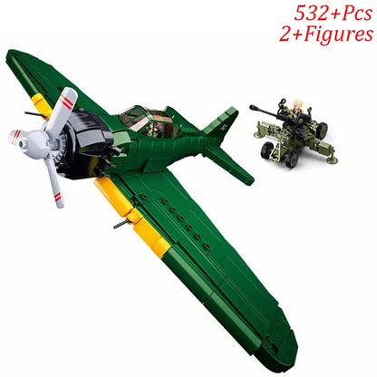 Sluban MOC Building Block Set: Aircraft WW2 M6M Attack Plane, Model SB1108