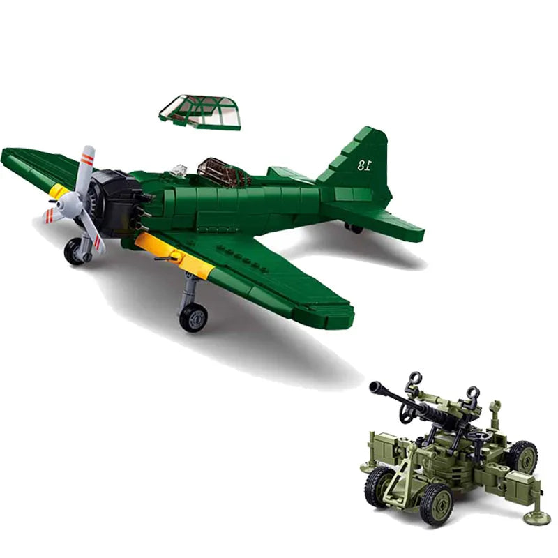 Sluban MOC Building Block Set: Aircraft WW2 M6M Attack Plane, Model SB1108