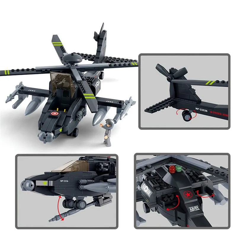 Sluban MOC Building Block Set: Armed US Attack Helicopter, Model SB0511