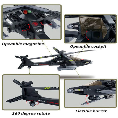 Sluban MOC Building Block Set: Armed US Attack Helicopter, Model SB0511