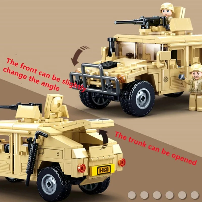 Sluban MOC Building Block Set: Armored Humvee H1 Off-Road Car, Model SB0837