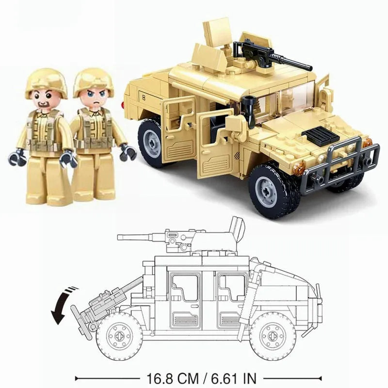 Sluban MOC Building Block Set: Armored Humvee H1 Off-Road Car, Model SB0837