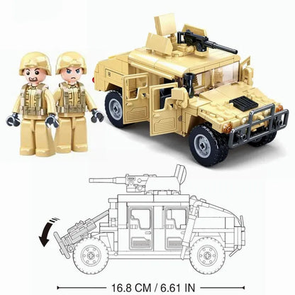 Sluban MOC Building Block Set: Armored Humvee H1 Off-Road Car, Model SB0837