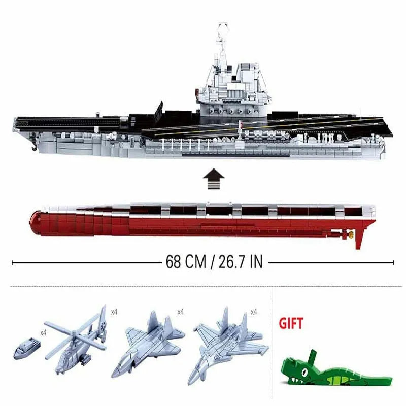 Sluban MOC Building Block Set: Navy 002 Aircraft Carrier, Model SB0698