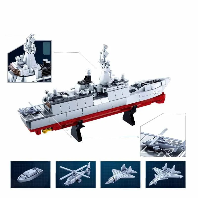 Sluban MOC Building Block Set: NAVY 054A Escort Warship, Model SB0702