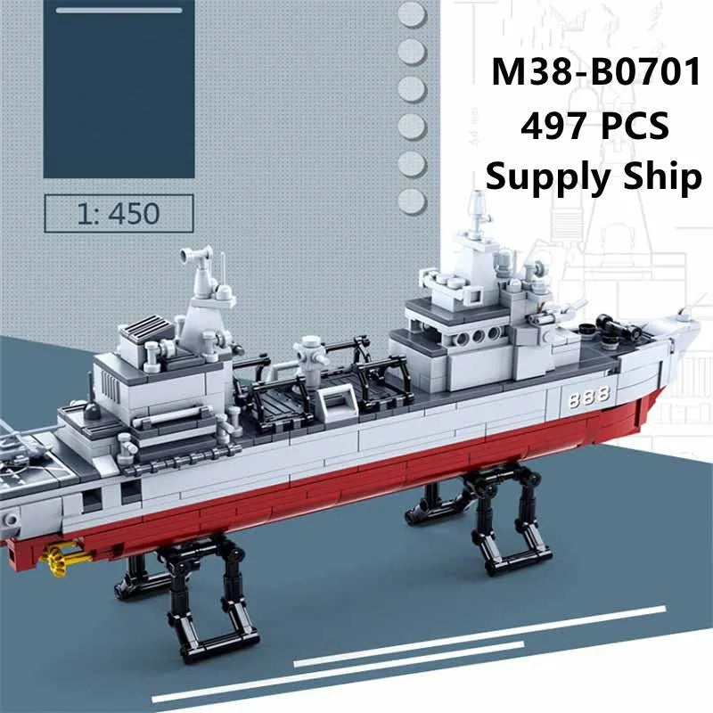 Sluban MOC Building Block Set: Navy 906B Supply Vessel, Model SB0701