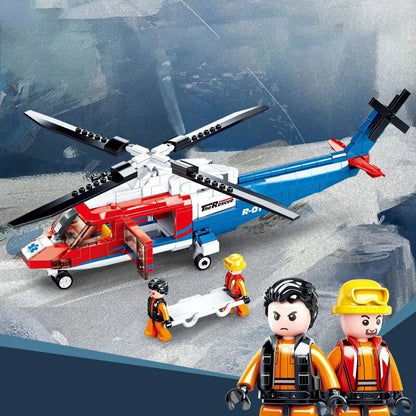 Sluban MOC Building Block Set: Sea Army Rescue Helicopter, Model SB0886