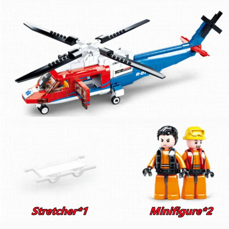 Sluban MOC Building Block Set: Sea Army Rescue Helicopter, Model SB0886