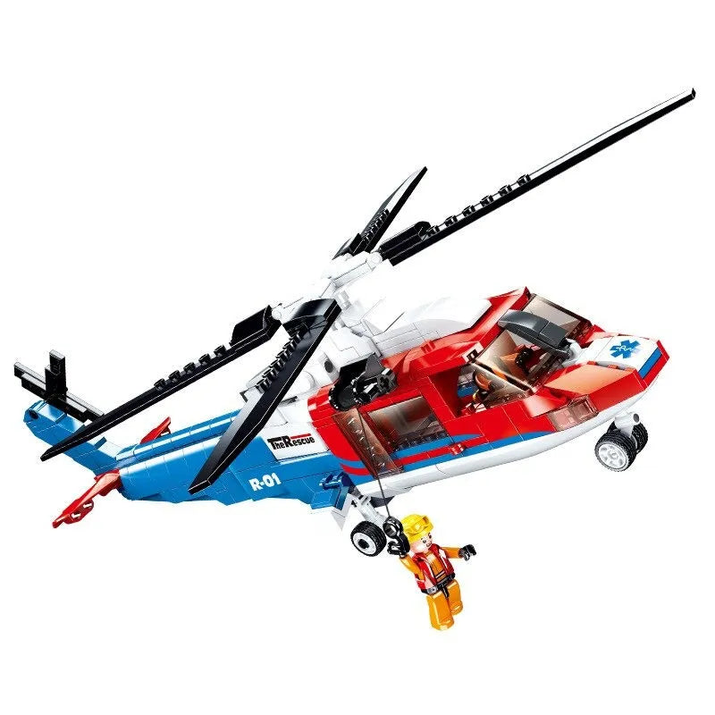 Sluban MOC Building Block Set: Sea Army Rescue Helicopter, Model SB0886