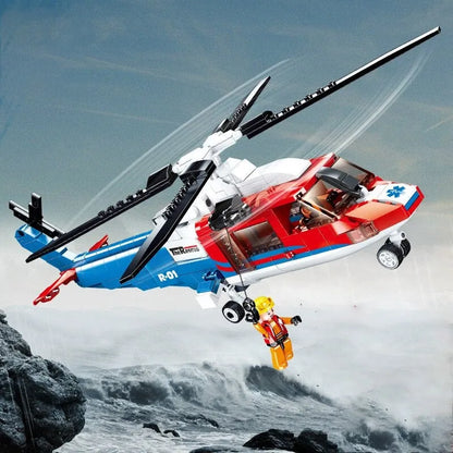Sluban MOC Building Block Set: Sea Army Rescue Helicopter, Model SB0886