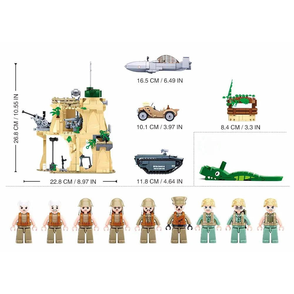 Sluban MOC Building Block Set: WW2 Battle Of Iwo Jima Army, Model SB1111