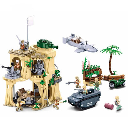 Sluban MOC Building Block Set: WW2 Battle Of Iwo Jima Army, Model SB1111
