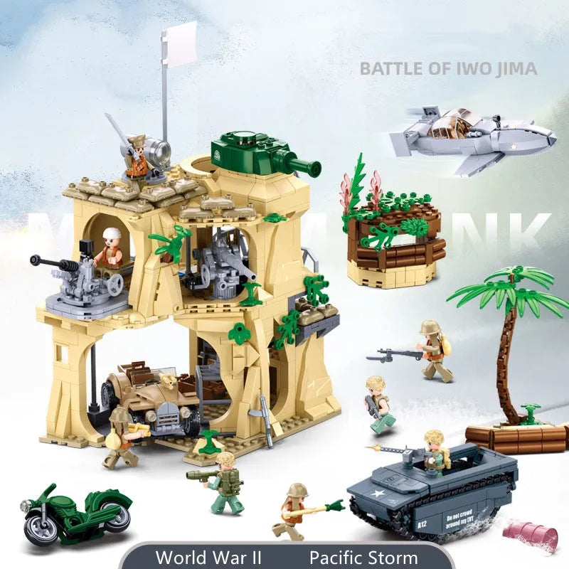 Sluban MOC Building Block Set: WW2 Battle Of Iwo Jima Army, Model SB1111