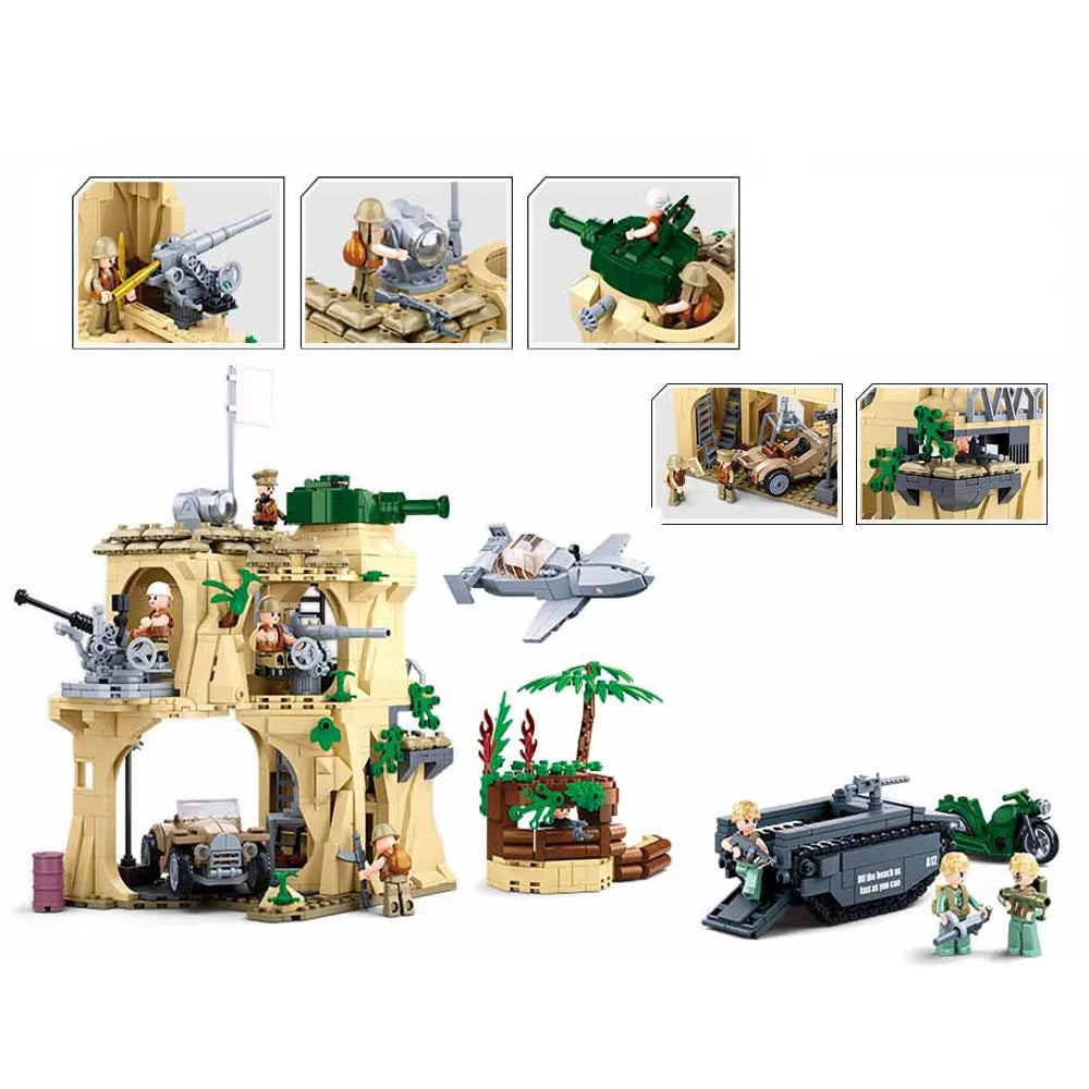 Sluban MOC Building Block Set: WW2 Battle Of Iwo Jima Army, Model SB1111