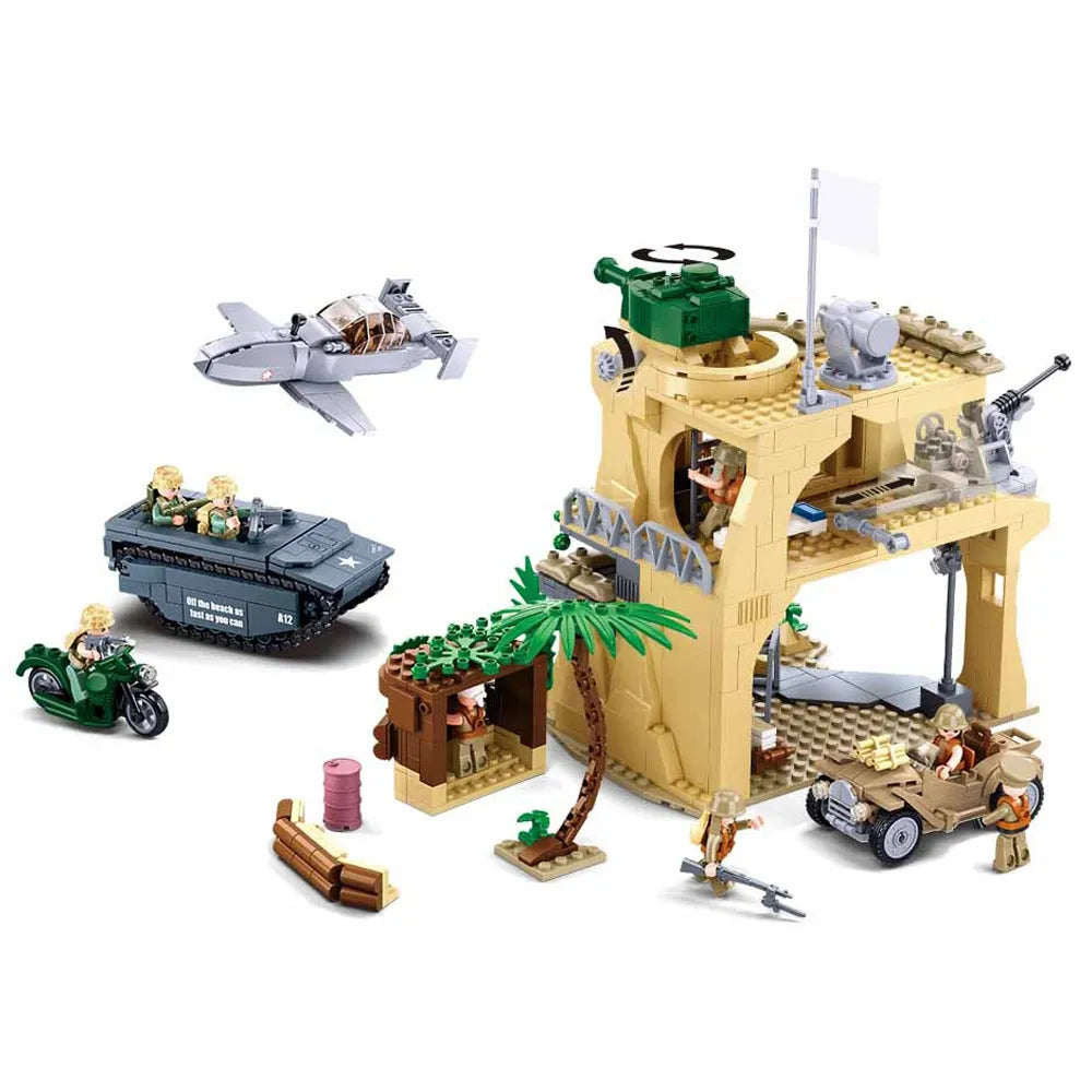Sluban MOC Building Block Set: WW2 Battle Of Iwo Jima Army, Model SB1111