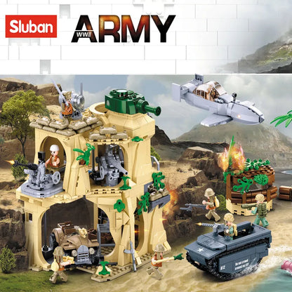 Sluban MOC Building Block Set: WW2 Battle Of Iwo Jima Army, Model SB1111