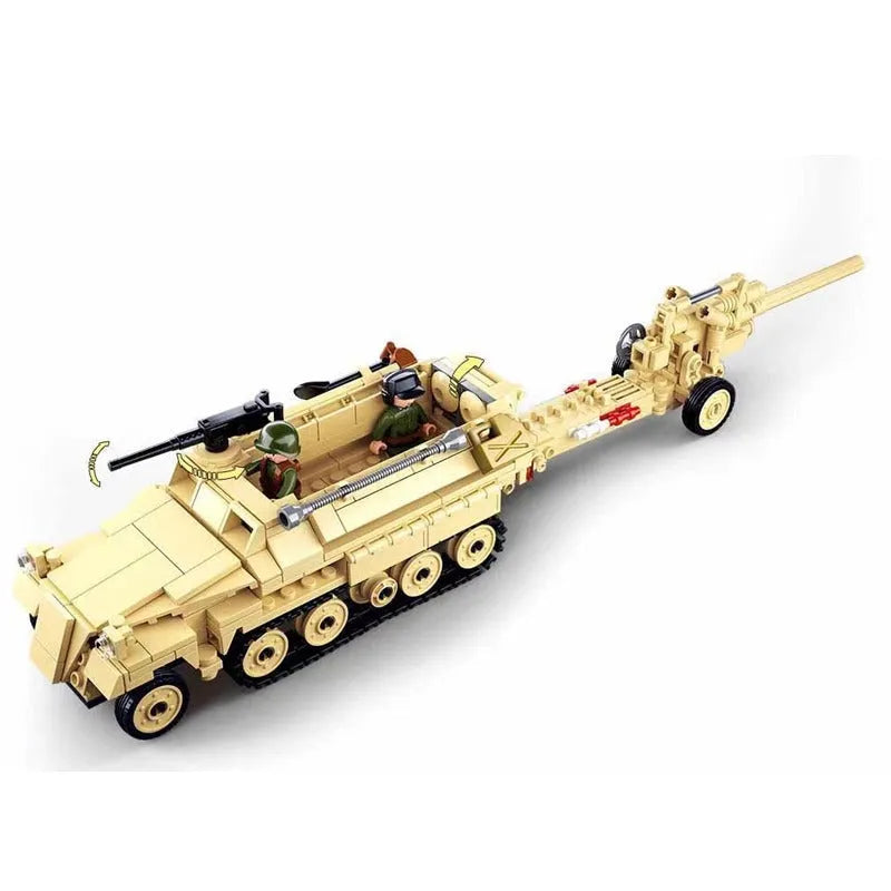 Sluban MOC Building Block Set: WW2 Half Track Cannon Truck, Model SB0695