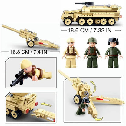 Sluban MOC Building Block Set: WW2 Half Track Cannon Truck, Model SB0695