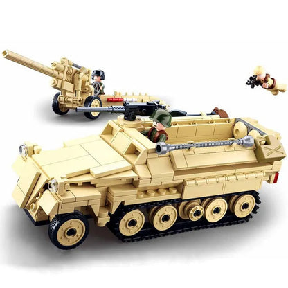 Sluban MOC Building Block Set: WW2 Half Track Cannon Truck, Model SB0695
