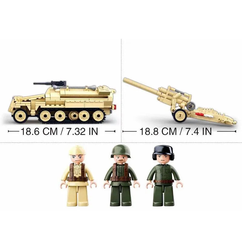 Sluban MOC Building Block Set: WW2 Half Track Cannon Truck, Model SB0695