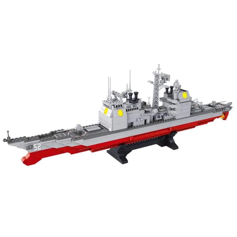 Sluban MOC Building Block Set: WW2 NAVY Cruiser Warship, Model SB0389