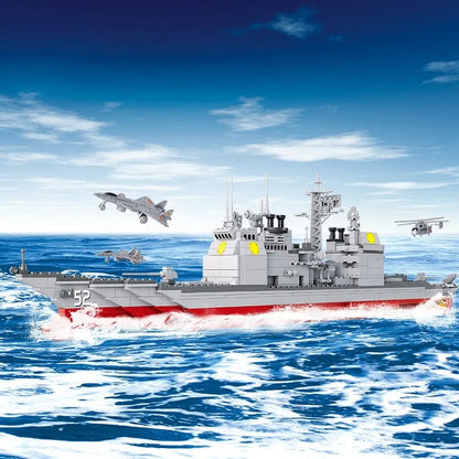 Sluban MOC Building Block Set: WW2 NAVY Cruiser Warship, Model SB0389